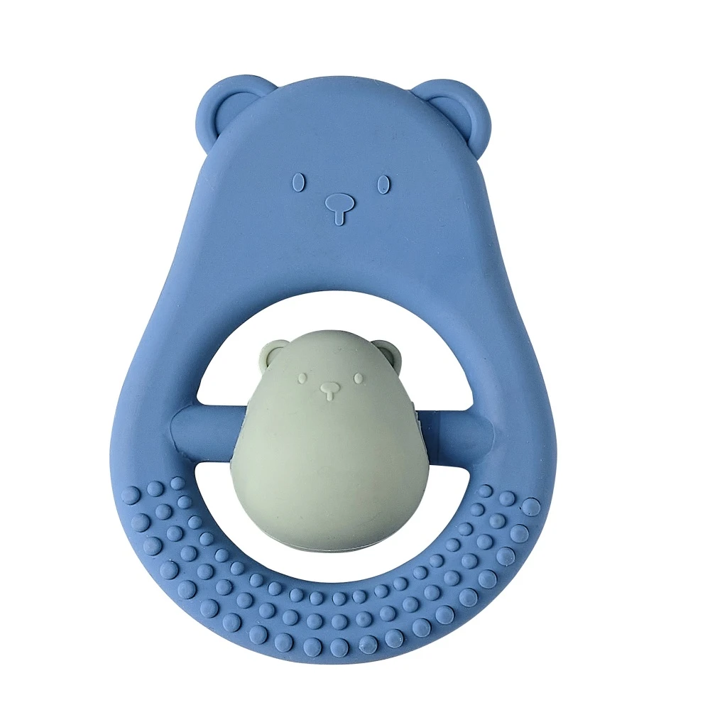 NATTOU Anneau De Dentition En Silicone Maman Et Bébé Bleu 3 NATTOU Anneau De Dentition En Silicone Maman Et Bébé Bleu